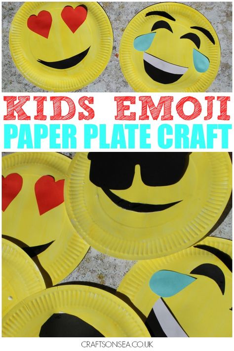 This emoji paper plate craft for kids is super easy to make and loads of fun too! Emoji Crafts For Kids, Kiddie Academy, Emoji Craft, Paper Plate Art, Crafts Thanksgiving, Crafts For Kids Easy, Paper Plate Craft, Paper Plate Crafts For Kids, Easy Arts And Crafts