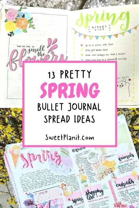 Spring Bullet Journal Page Ideas — Sweet PlanIt Spring Bullet Journal, Sketch Notes Doodles, Planner Layout Templates, Sketches Inspiration, Bullet Journal Page Ideas, Notes Doodles, Time For New Beginnings, Journal Page Ideas, Bullet Journal Page