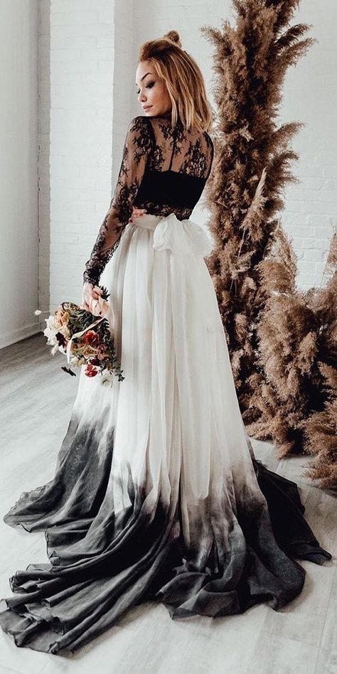 Non-traditional coloured wedding dresses Non Traditional Wedding Dresses, Gothic Wedding Dresses, Wedding Dresses 2023, Ombre Wedding Dress, Dark Wedding Theme, Halloween Themed Wedding, Non Traditional Wedding, Viking Wedding, Gothic Wedding Dress