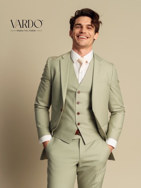 Sage Green Suit For Man Green Groom Suit, Men Tailored Suit, Green Suit Men, Green Tuxedo, Designer Suits For Men, Flower Meanings, The Rising Sun, Green Suit, Prom Suits