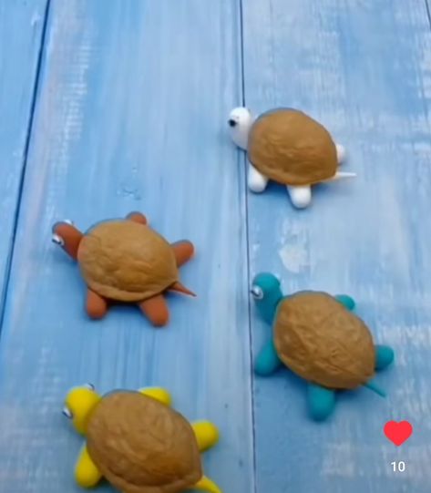 How to make a tortoise from a walnut shell? Crafts from waste .DIY Craft  
#craft
#crafts
#craftideas
#crafttortoise 
#tortoise 
#turtle 
#howtomakecrafttoys
#craftturtle
#diy
#diycraft Walnut Shell Crafts, Toys From Trash, Shells Diy, Turtle Decor, Halo Halo, Craft Craft, Tortoise Turtle, Shell Crafts Diy, Clay Crafts Air Dry