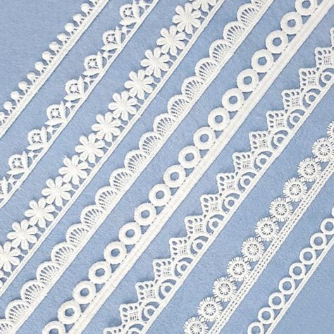 PKR 2 | 10yards White Embroidered Lace Trim Ribbons Fabric Trim DIY Sewing Handmade Craft Materials Clothes Accessories Home Decoration White Lace Design On Suits, Lace Designs On Suits, Dress Decoration, Heirloom Sewing, Diy Clothing, Hand Embroidery Design Patterns, Flower Lace, Hand Embroidery Design, Lace Border