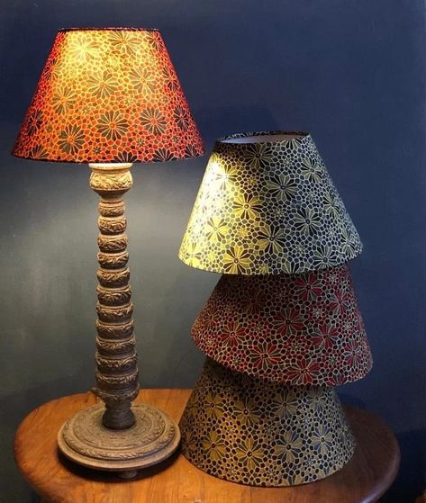 Print Lampshade, Indian Block Print Fabric, Indian Block Print, Fabric Lampshade, Drum Lampshade, Block Printing Fabric, Block Printing, Earthy Colors, Wooden Blocks