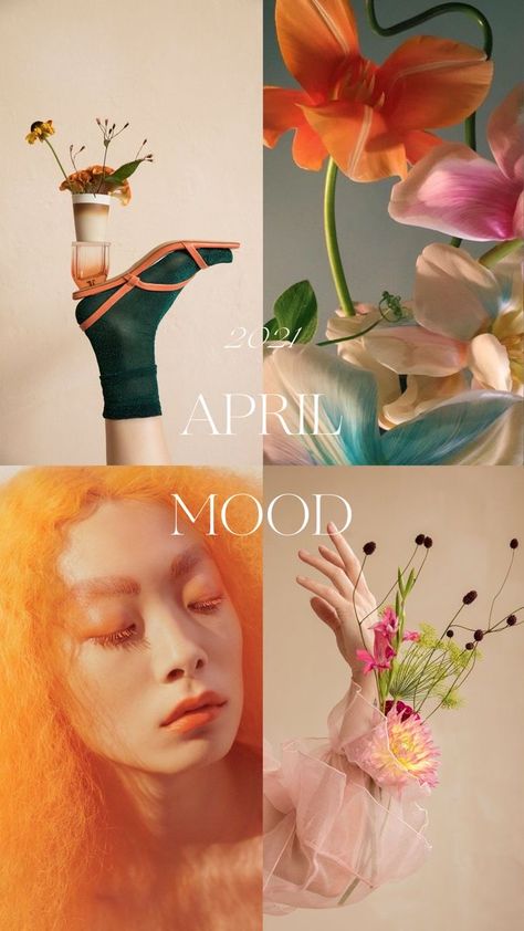 Beauty Shoot With Flowers, Spring Summer Photography, Spring Inspiration Moodboard, Product Graphic Design Poster, Creative Moodboard Design, Spring Product Photography, Spring Design Graphic, Spring Graphic Design, Flowers Moodboard