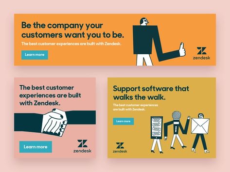 Brand Campaign Ads by Talia Eisenberg for Zendesk on Dribbble Google Banner Ads, Campaign Ads, Website Slider, Ads Social Media, Marketing Ads, Food Post, Banner Design Inspiration, Ads Design, Digital Campaign