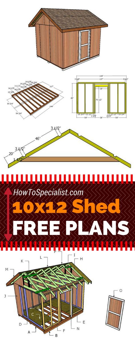 Learn how to build a 10x12 shed with my free and step by step plans! Just follow the free 10x12 shed plans if you want to build a garden storage shed with minimum effort and costs! howtospecialist.com #diy #shed Restauration Hardware, 10x12 Shed, 10x12 Shed Plans, Diy Storage Shed Plans, Build A Garden, Build A Shed, Diy Storage Shed, Wood Shed Plans, Build Your Own Shed