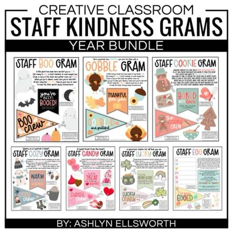 Staff Kindness Grams Bundle | Staff Morale Boosters and Gift Ideas Instructional Coach Appreciation Gifts, Staff Pajama Party, Kindness Grams, Work Gifts Employee Appreciation, Morale Boosters At Work, Staff Morale Booster Teachers, Monthly Staff Morale Boosters, Small Gift Ideas For Coworkers, Morale Ideas