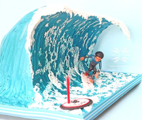 Surfing Cakes, Surfing Cake, Surfboard Cake, Surfer Cake, Gravity Cakes, Surf Cake, Surf Birthday Party, Wave Cake, Surf Birthday