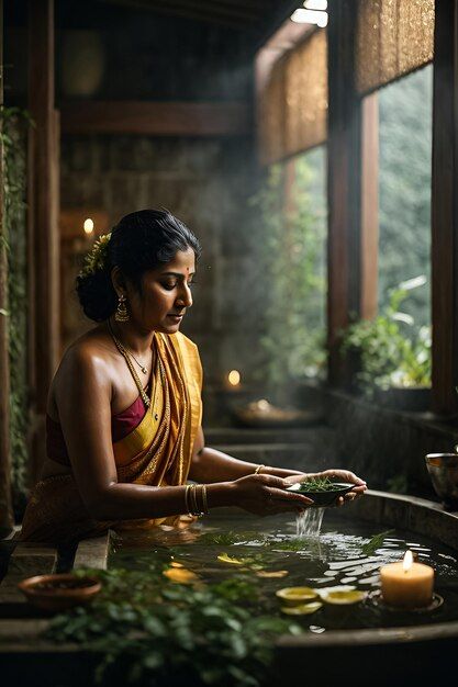 Taking Bath, Natural Spa, Indian Woman, Premium Photo, Spa, Stock Photos, Bath