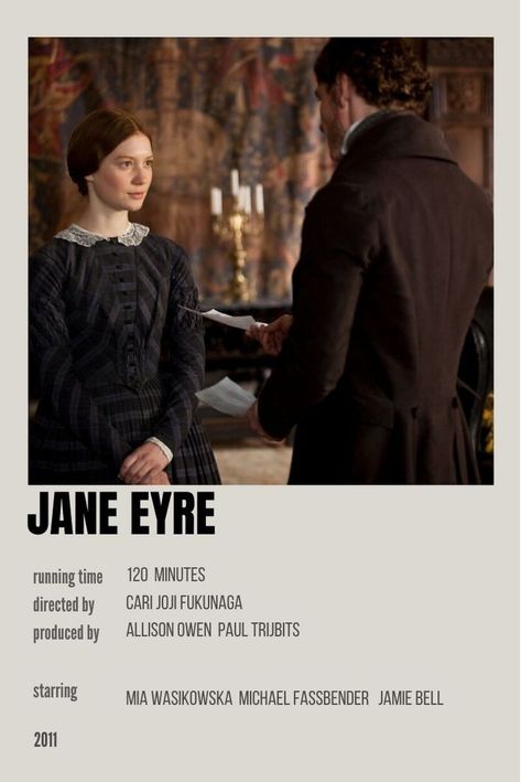 Becoming Jane Movie Poster, Jane Eyre Movie Poster, Jane Eyre Poster, Jane Eyre Film, Jane Eyre Movie, Minimalistic Polaroid Poster, Jane Eyre 2011, Jane Eyre Book, Holliday Grainger