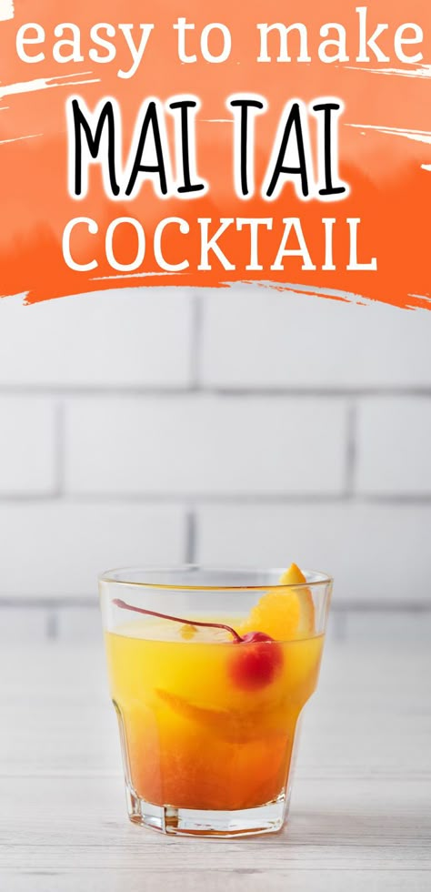 This Mai Tai recipe is so delicious and quick and easy to make. Tropical and fruity, it is one of the best tiki drinks.summer cocktails, orange cocktail, tropical cocktails Easy Mai Tai Recipe, Mai Tai Drink, Tropical Mixed Drinks, Tiki Drinks Recipes, Hawaiian Christmas Party, Mai Tai Recipe, Alcoholic Drinks Recipes, Tropical Drink Recipes, Fruity Mixed Drinks