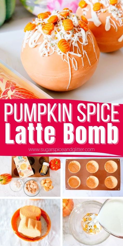 How to make homemade latte bombs - a fun twist on hot chocolate bombs for PSL fans. These latte bombs are a decadent treat or thoughtful homemade gift for the PSL lover in your life! Coffee Bomb Recipe, Fall Hot Chocolate, Diy Pumpkin Spice, Diy Hot Cocoa, Fine Dining Desserts, Diy Hot Chocolate, Spiced Chocolate, Bombe Recipe, Christmas Candy Recipes