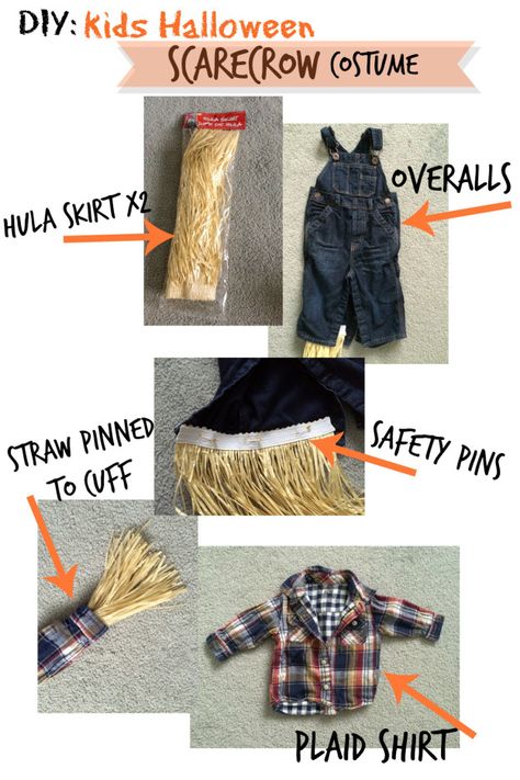 DIY Halloween Scarecrow costume                                                                                                                                                                                 More Diy Halloween Scarecrow, Kids Scarecrow Costume, Halloween Scarecrow Costume, Toddler Scarecrow Costume, Diy Scarecrow Costume, Last Minute Kostüm, Halloween Costumes Scarecrow, Make A Scarecrow, Halloween Outdoor Decoration