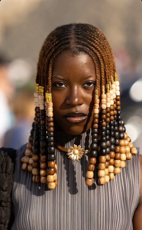 Beads And Braids Women, Wood Beads Braids, Braids With Black Beads, Natural Braided Hairstyles Cornrow, Boys New Hairstyle, Marley Twists With Beads, Egyptian Braids, Wicks Hairstyle, Boho Hairstyles For Short Hair