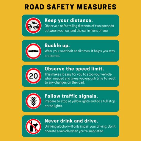 Drive smart, drive safe! 🛣️ Here are the essentials of road safety that every driver should follow. From keeping your distance to never drinking and driving, these rules are your roadmap to a safer journey. Stay safe, stay aware, and let’s keep our roads secure for everyone! 🚗🚦 Learn Car Driving, Drinking And Driving, Drivers Ed, Traffic Signal, Safe Journey, Traffic Signs, Driving School, Road Safety, Drive Safe