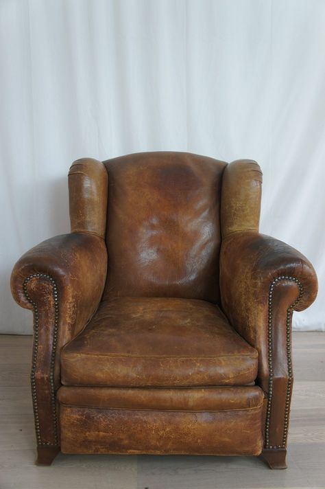 French Wing Backed Leather Armchair Leather Armchair Living Room, Chocolate Brown Sofa, Brown Leather Armchair, Reclining Office Chair, Victorian Terrace House, Vintage Doors, Vintage Industrial Furniture, Cottage Living Rooms, Front Rooms