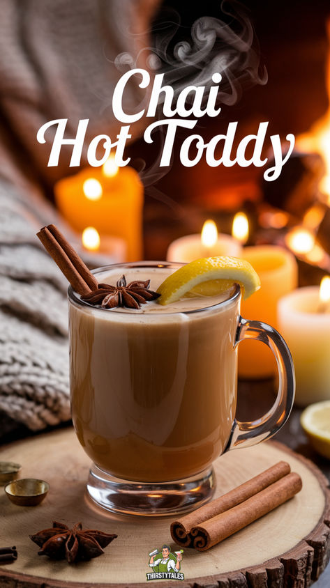 "Warm up your evenings with this delicious Chai Hot Toddy Cocktail Recipe!  Perfect for chilly nights, this cozy drink combines the aromatic flavors of  chai spices with a comforting warmth. Ideal for sipping by the fire, this  recipe is a must-try for anyone looking to enjoy a soothing beverage.  Explore our Crockpot Hot Toddy Recipe for effortless entertaining or try  our Hot Toddy Recipe for Colds to feel better in no time. Don’t miss out on  the delightful Spiked Apple Cider twist!" Chai Hot Toddy, Crockpot Hot Toddy Recipe, Christmas Hot Toddy, Crockpot Hot Toddy, Hot Toddy Recipe Whiskey, Hot Cocktail Recipes, Chai Tea Cocktail, Christmas Cocktails For A Crowd, Hot Apple Cider Cocktail