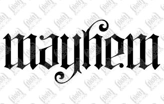 Reads the same upside down! Mayhem Tattoo, Trash Polka Tattoo Designs, Ambigram Tattoo, Tattoo World, Gothic Lettering, Lettering Styles Alphabet, Optical Illusion Tattoo, Face Ideas, Body Image Art