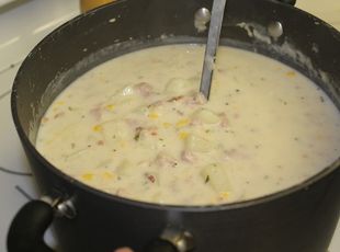 Grandma Jackie's Ham & Corn Chowder Recipe Ham Corn Chowder, Ham And Corn Chowder, Food Addicts Anonymous, Corn Chowder With Ham, Ham Chowder, Corn Chowder Soup, Soups For Kids, Corn Chowder Recipe, Chowder Soup