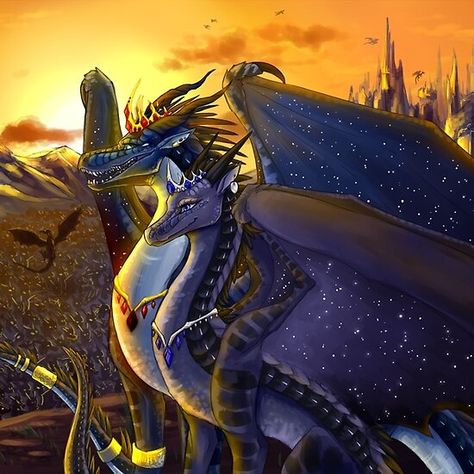 Wings of Fire - Darkstalker and Clearsight AU Types Of Dragons, Fire Fans, Wings Of Fire Dragons, Fire Book, Dream Land, Beautiful Dragon, Fire Art, Dragon Wings, King And Queen