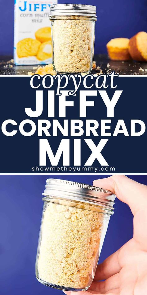 This Copycat Jiffy Cornbread Mix tastes just like the boxed variety. Only 5 minutes and 6 ingredients necessary with no added preservatives or lard. Diy Cornbread Mix Recipe, Diy Jiffy Cornbread Mix Recipe, Boxed Cornbread Hacks, Self Rising Cornbread Recipe, Diy Cornbread, Easy Jiffy Cornbread Recipe, Copycat Jiffy Cornbread, Cornbread Homemade, Bread Items