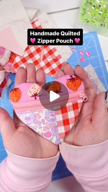 Laura - Sewing Made Easy on Instagram: "Another pink 🩷-bag for a DIY Valentine’s Day! Making these is truly addictive (and quick). I love the quilted, patchwork ones even more than my original pattern. And of course… the tinier the better. #iheartyoubag #sewingpattern #sewingtutorial #zipperpouch #bagmaking #sewingaccessories" Quilted Cosmetic Pouch Bag As Gift, Pink Quilted Pouch Bag, Heart Zipper Pouch, Heart-shaped Bags With Removable Pouch For Everyday Use, Everyday Patchwork Pouch Bag, Stick Season, Noah Kahan, Quilted Patchwork, Diy Valentine