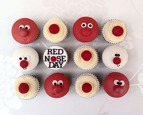 Red Nose Cupcakes for Comic Relief Red Nose Day Cupcakes, Work Cupcakes, Red Nose Day Cakes, Red Nose Day, Fondant Cupcakes, Cupcake Ideas, Comic Relief, Red Nose, Bake Sale