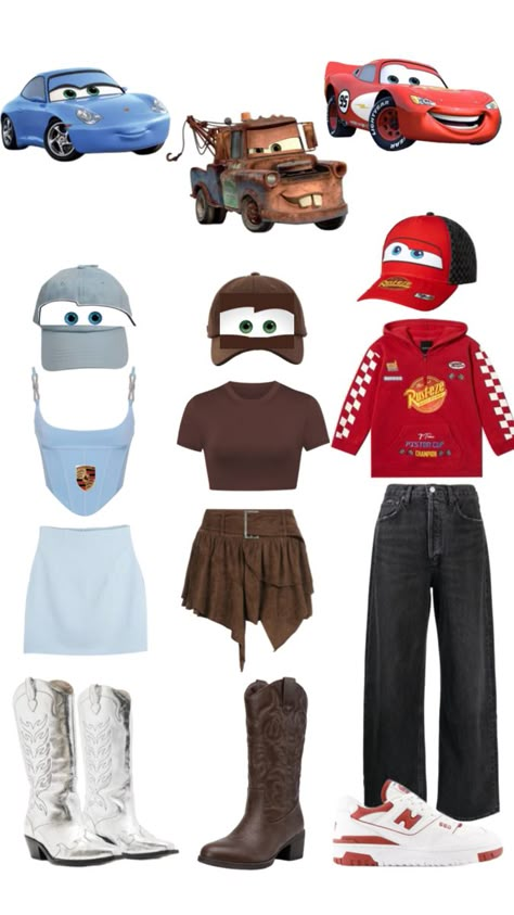 Cars Halloween Costume, School Spirit Week, Trio Costumes, Closet Cosplay, Trio Halloween Costumes, Halloween Costumes For Teens, Junior Outfits, Disney Cruise, School Spirit