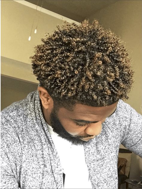 Highlighted Curls, Hairstyles For Black Men, Short Hair Twist Styles, Natural Hair Men, Black Hair Cuts, Curly Hair Fade, Black Curls, Tapered Hair, Taper Fade Haircut