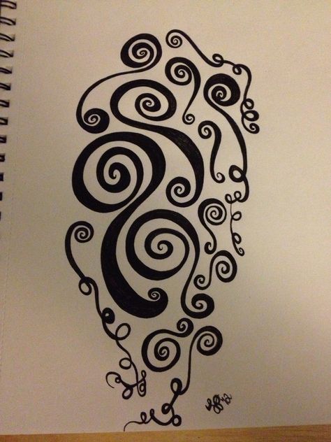 Spiralling doodles... Spiral Zentangle Patterns, Spiral Doodles Patterns, Swirl Doodles, Spiral Doodle, Spiral Drawing, Celtic Fonts, Henna Inspired Tattoos, Line Doodles, Inspired Tattoos