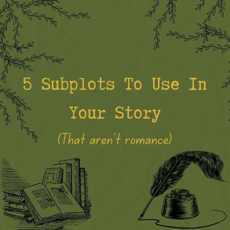 If you're looking to add some depth to your story, but don't want to cop out to a classic romance trope, here are some ideas of subplots to use in your project! Most recently, I've been experimenting with how the story changes by rewriting the main plot with different side characters perceiving themselves as the main character. Think of the biblical Judas, or even Cato from the Hunger Games as an example. What subplots have you used or read recently? What would you add to the list? #writin... Subplots Ideas, Sub Plot Ideas, Subplot Ideas, Romance Plot Ideas, Story Plot Ideas, Ship Dynamics, Classic Romance, Writing Coach, Writers Write