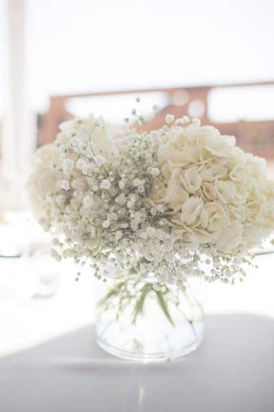 baby's breath and hydrangea :: beautiful Unique Rustic Wedding Centerpieces, Something Borrowed Wedding, Babies Breath, Rustic Wedding Centerpieces, Deco Floral, Baby's Breath, Estate Wedding, Bay Area, Pretty Flowers