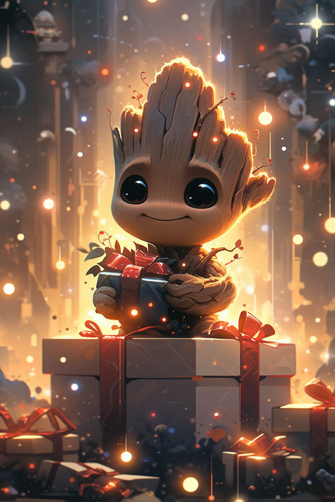 Christmas Groot Wallpaper, Groot Christmas Wallpaper, Cute Marvel Wallpaper, Wallpaper Backgrounds Disney, Marvel Christmas Wallpaper, Christmas Groot, Groot Wallpaper, Christmas Dp, Groot Christmas