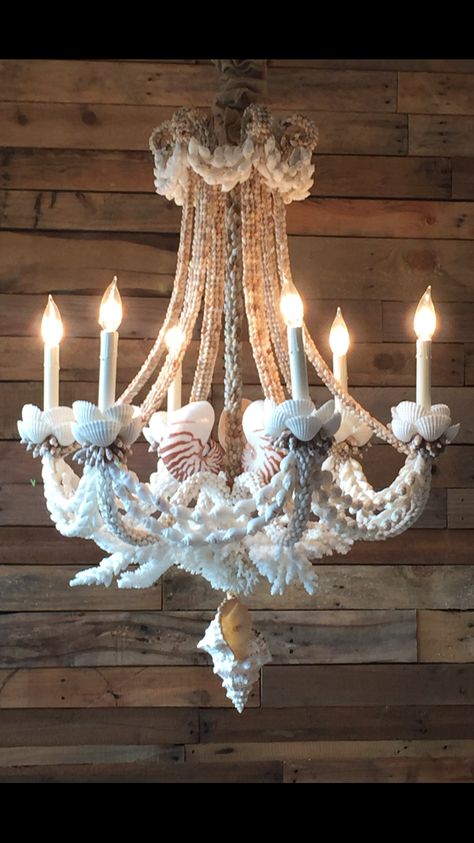 Shell Chandelier....magical Seashell Pendant Light, Diy Oyster Shell Chandelier, Diy Seashell Chandelier, Oyster Chandelier Diy, Sea Shell Chandelier Diy, Seashell Lampshade, Seashell Chandeliers, Oyster Chandelier, Mermaid Restaurant