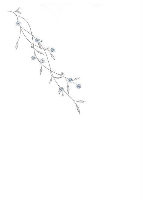 Forget Me Nots Tattoo, Minimal Flower Tattoo, Fineline Flowers, Forget Me Not Flower Tattoo, Hydrangea Tattoo, Forget Me Not Tattoo, Flower Tattoo Stencils, Tattoo 2024, Minimal Flower