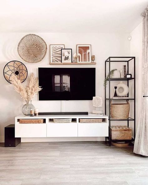 40 TV Stand Decor Ideas to Elevate Your Living Room Console Designs, Tv Stand Decor Ideas, Ruang Tv, Koti Diy, Tv Stand Decor, Ikea Living Room, Tv Decor, Living Room Tv Stand, Living Room Tv Wall