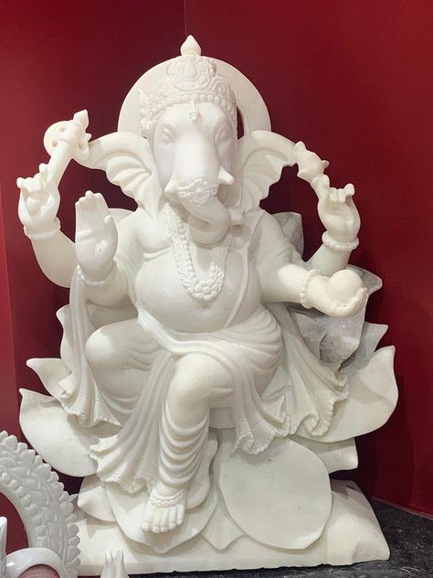 Ganesh Statue in white marble Marble Ganesha Idol, Ganesh Art Paintings, Ganesh Idol, Ganesh Statue, Ganesh Art, Happy Ganesh, Ganesh Ji, Happy Ganesh Chaturthi, Sitting Posture