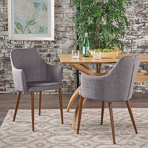 Amazon.com - Christopher Knight Home 301733 Dining Chairs, Light Grey/Dark Brown - Chairs Mcm Dining Chairs, Modern Fabric Dining Chairs, Grey Upholstered Dining Chairs, Mid Century Modern Fabric, Fabric Dining Chair, Mid Century Modern Lighting, Mid Century Dining Chairs, Mid Century Dining, Christopher Knight