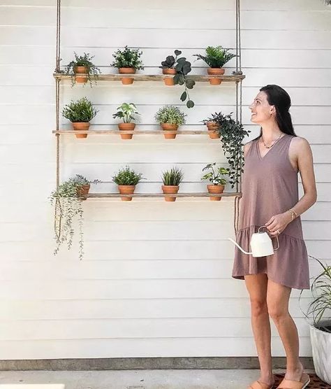 The Best IKEA 'Glow Ups' of 2021 | Hometalk Wall Herb Garden, Plant Stands Diy, Slat Accent Wall, Diy Wall Hanging Yarn, Bamboo Plant Stand, Slat Walls, Diy Bamboo, Hanging Wall Planters, House Project Ideas