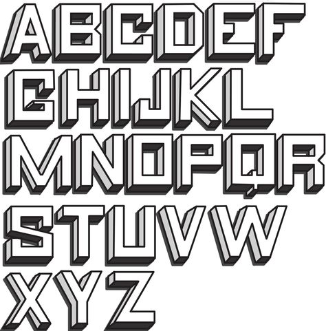 Shading Letters with Shadow to the Left How To Draw Shadow, Block Letter Fonts, Bubble Letters Alphabet, Alphabet Graffiti, Tipografi 3d, Graffiti Alphabet, Drawing Block, Block Letters, Graffiti Font