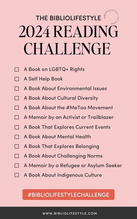 BiblioLifestyle 2024 Reading Challenge Reading Goals 2024, Monthly Reading Challenge 2024, 2024 Book Reading Challenge, 2024 Reading Challenge, Reading Bucket List, Reading Checklist, Book Goals, Book Bingo, Fun Prompts