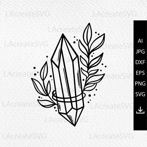 Crystal Png, Witch Tattoo Ideas, Crystal Svg, Mystical Logo, Witchy Svg, Celestial Svg, Boho Style Art, Crystal Tattoo, Crystal Witch