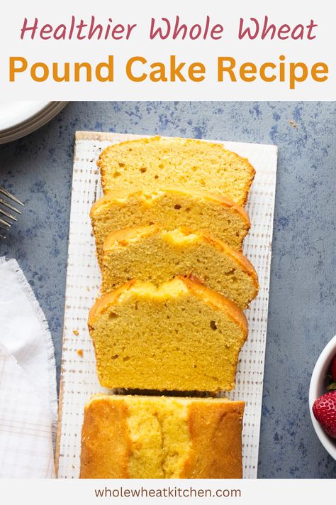 If you’re looking for a pound cake recipe that is a little healthier than this recipe is for you. It is made with fresh ground whole wheat flour. Whole Wheat Vanilla Cake, Whole Wheat Pound Cake, Stabilized Whipped Cream, Cheesecake Toppings, Wheat Recipes, Fruit Sauce, Pound Cake Recipe, Fruit Toppings, Grilled Pineapple