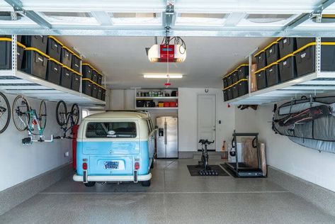 Overhead Storage Solutions in Murrieta, CA | Good Garage Diy Overhead Garage Storage, Garage Storage Plans, Garage Ceiling Storage, Garage Storage Inspiration, Garage Organisation, Roof Storage, Overhead Garage Storage, Garage Storage Racks, Overhead Garage