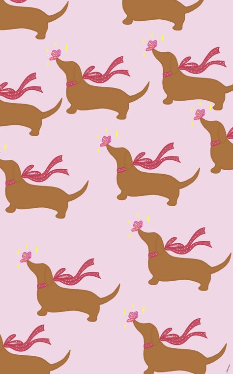 I made this🤎 Dachshund Wallpaper, Wallpapers 2024, Pretty Wallpaper Ipad, Iphone Wallpaper Images, Dachshund Christmas, Dachshund Puppies, Dog Wallpaper, Dog Illustration, Pink Dog