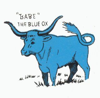 Tall Tale Coasters- Babe the Blue Ox Ox Illustration, Aunt Tattoo, Ox Tattoo, Western Tattoo, Babe The Blue Ox, Tall Tale, Paul Bunyan, Art Final, Dnd Campaign