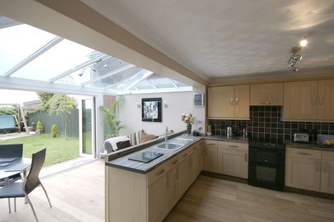 Extended Kitchen Ideas, Conservatory Kitchen Extension, Orangery Kitchen, Orangery Extension Kitchen, Kitchen Extension Ideas, Extended Kitchen, Kitchen Orangery, Sunroom Kitchen, Kitchen Conservatory