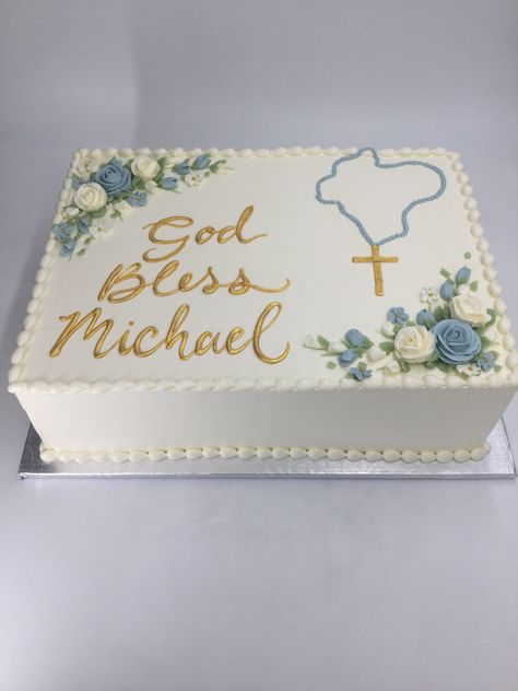 Baptism Sheet Cake, Christian Cakes, Half Sheet Cake, Catholic Baptism, Religious Cakes, Christening Cakes, Communion Cakes, Baptism Cake, Sheet Cake