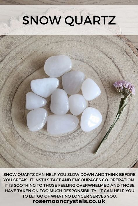 Crystal Cards, Gemstones Chart, Crystal Healing Chart, Healing Crystals For You, White Quartz Crystal, Snow Quartz, Milky Quartz, Witch Stuff, Snow Crystal