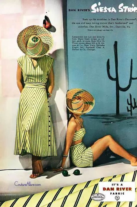 MCM Dan Ready River Fabric Ad Vestidos Pin Up, Fashion 1940s, Monday Inspiration, Vintage Fashion Photography, 40s Fashion, Beach Fashion, 1940s Fashion, Moda Vintage, And Dresses